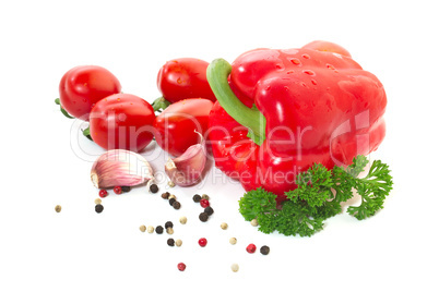 raw vegetables over white background