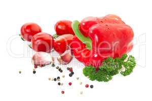 raw vegetables over white background