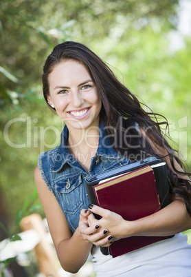 Mixed Race Young Girl Student with School Books