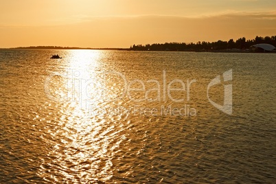 Sea surface at sunset