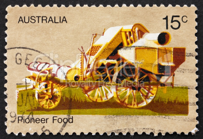 Postage stamp Australia 1972 Combine Harvester, Pioneer Life