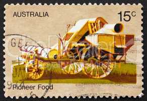 Postage stamp Australia 1972 Combine Harvester, Pioneer Life