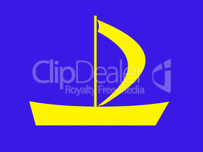 Trade mark with the ship on the blue background
