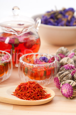 Herbal natural floral tea infusion with dry flowers