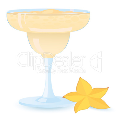 Creamy cocktail with star fruit vector illustration