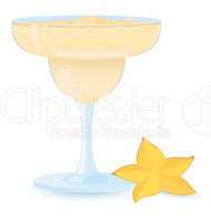 Creamy cocktail with star fruit vector illustration