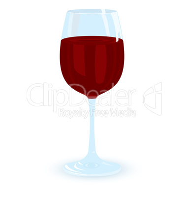 Glass of red wine vector illustration