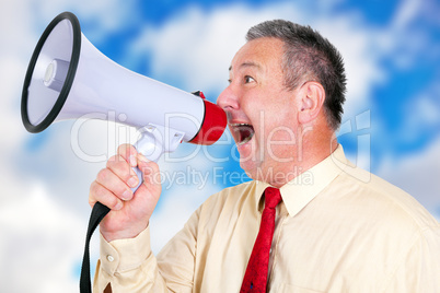 Man with megaphone