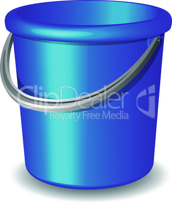 Blue plastic bucket isolated on white background