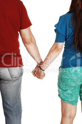 Couple holding hands.