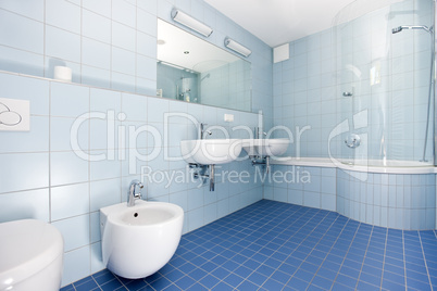 modern blue bathroom