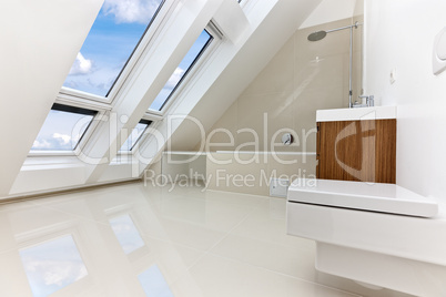 Sunlit modern bathroom of Contemporary apartment