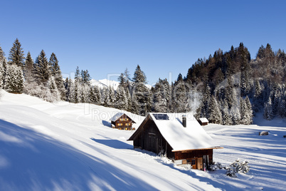idyllic winter landscape in the alps