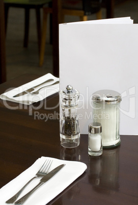 Laid table of a fine dining restaurant