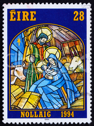 Postage stamp Ireland 1994 Stained Glass Nativity Scene, Christm