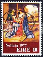 Postage stamp Ireland 1977 Holy Family, by Giorgione, Christmas