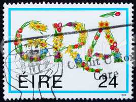 Postage stamp Ireland 1989 Love, Flowers, Valentine