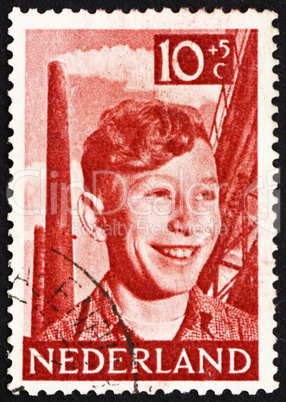 Postage stamp Netherlands 1951 Boy, Chimneys and Steelwork