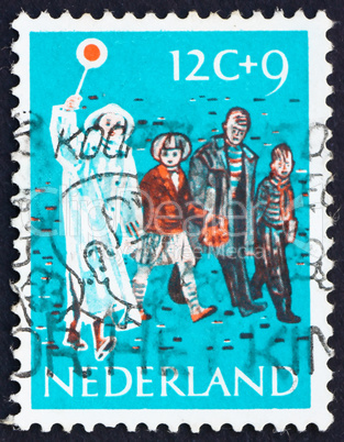 Postage stamp Netherlands 1959 Children Crossing Street