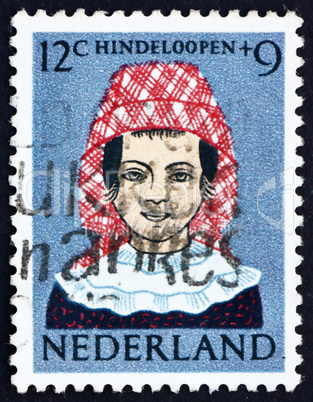 Postage stamp Netherlands 1960 Girl in Regional Costume, Hindelo