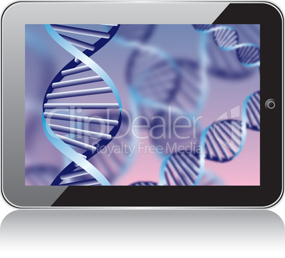 DNA helix, abstract background on the tablet screen