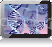 DNA helix, abstract background on the tablet screen