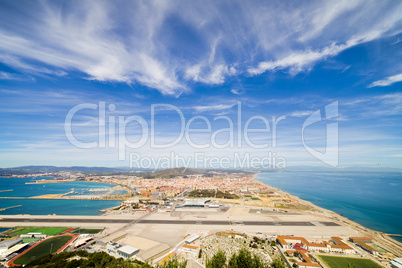 Gibraltar Airport Runway and La Linea Town