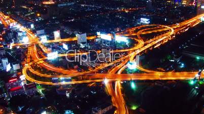 Bangkok at night top view. Timelapse