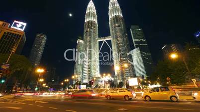 Petronas towers. Timelapse in motion
