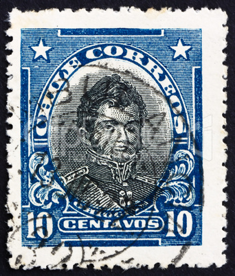 Postage stamp Chile 1912 Bernardo O?Higgins Riquelme