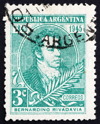 Postage stamp Argentina 1945 Bernardino Rivadavia, President