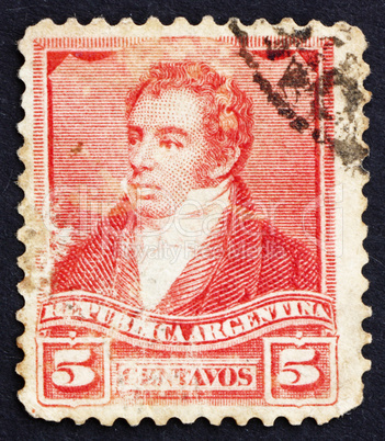 Postage stamp Argentina 1892 Bernardino Rivadavia, President