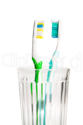 Toothbrushes in transparent glass