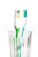 Toothbrushes in transparent glass
