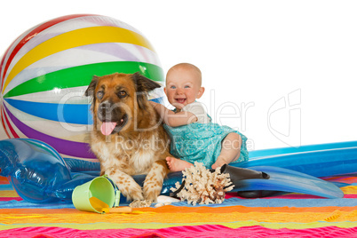 Adorable baby with dog
