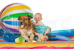 Adorable baby with dog