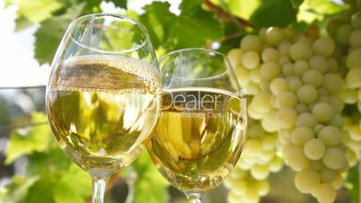White Grape and Wine Glasses