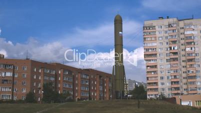 clouds over topol-m missile at military museum, timelapse