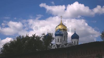 clouds over orthodox church, timelapse