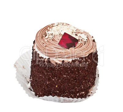 chocolate cake, isolated on a white background.