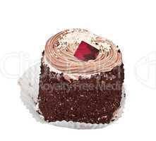 chocolate cake, isolated on a white background.