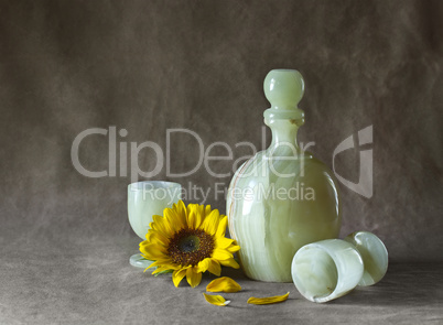 Still Life with Sunflowers, jug and glasses