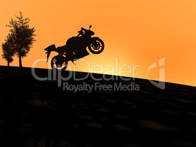 Motorbike shadow by sunset