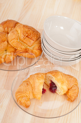 croissant French brioche filled with berries jam