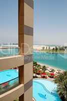 View on a beach of the luxury hotel, Abu Dhabi, UAE