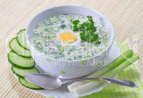 Summer cold soup with vegetables