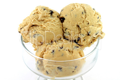 Scoops Frozen Yogurt in Glass Bowl.