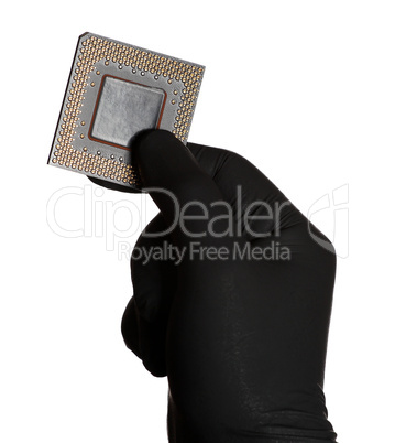 microprocessor and black gloves