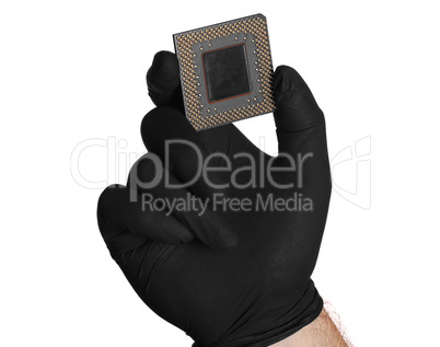 microchip and black gloves