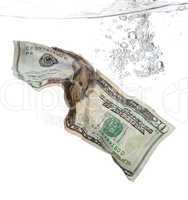 20 Dollar banknote in water